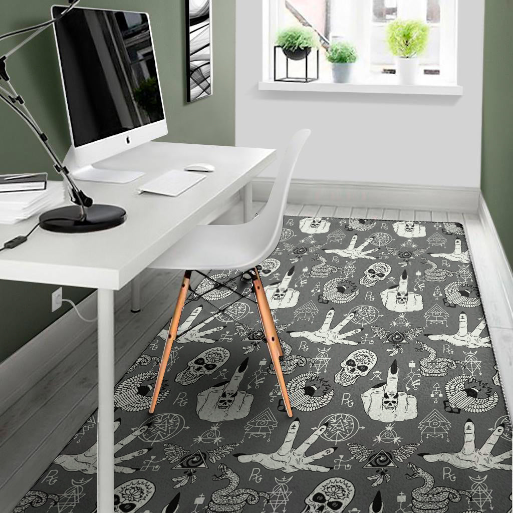 Gothic Wicca Curse Print Area Rug