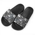 Gothic Wicca Curse Print Black Slide Sandals