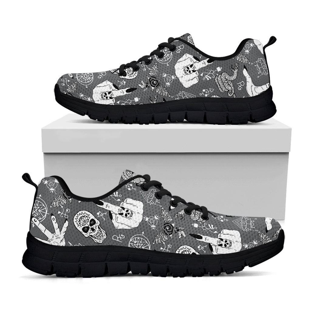 Gothic Wicca Curse Print Black Sneakers