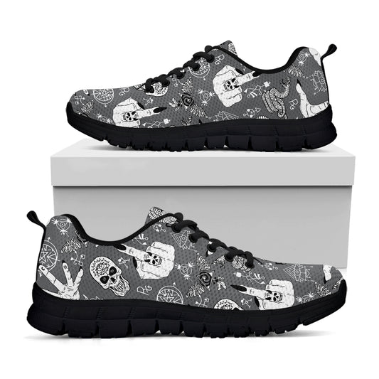 Gothic Wicca Curse Print Black Sneakers