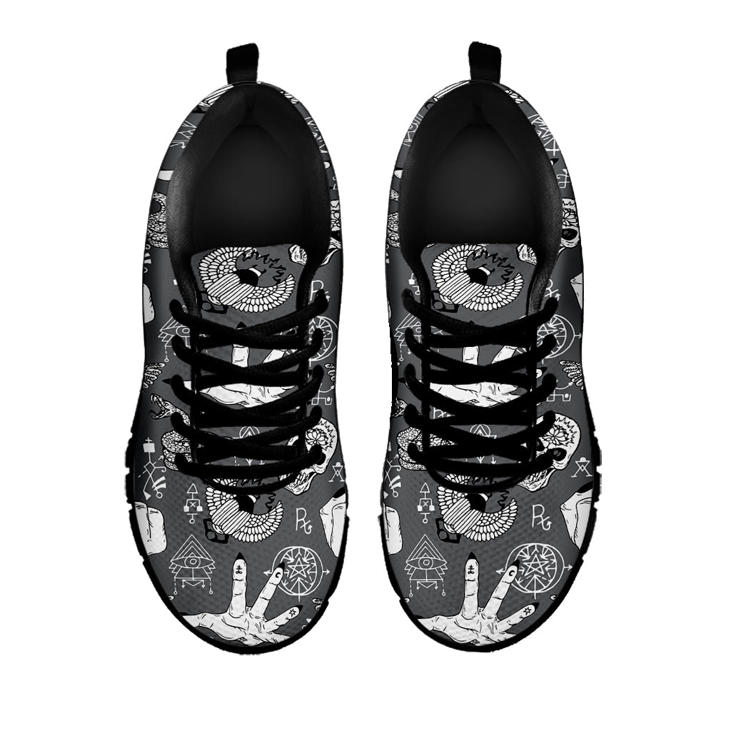 Gothic Wicca Curse Print Black Sneakers