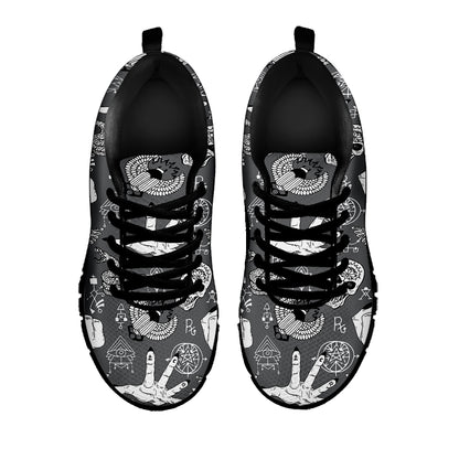 Gothic Wicca Curse Print Black Sneakers