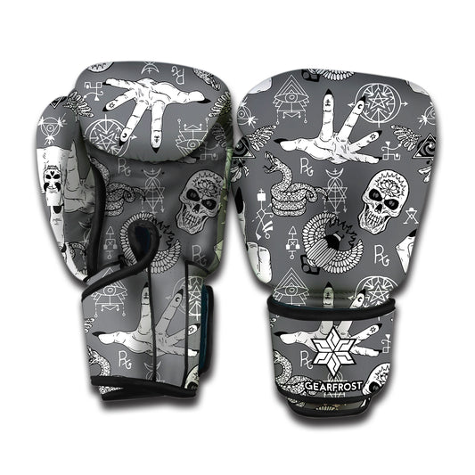 Gothic Wicca Curse Print Boxing Gloves