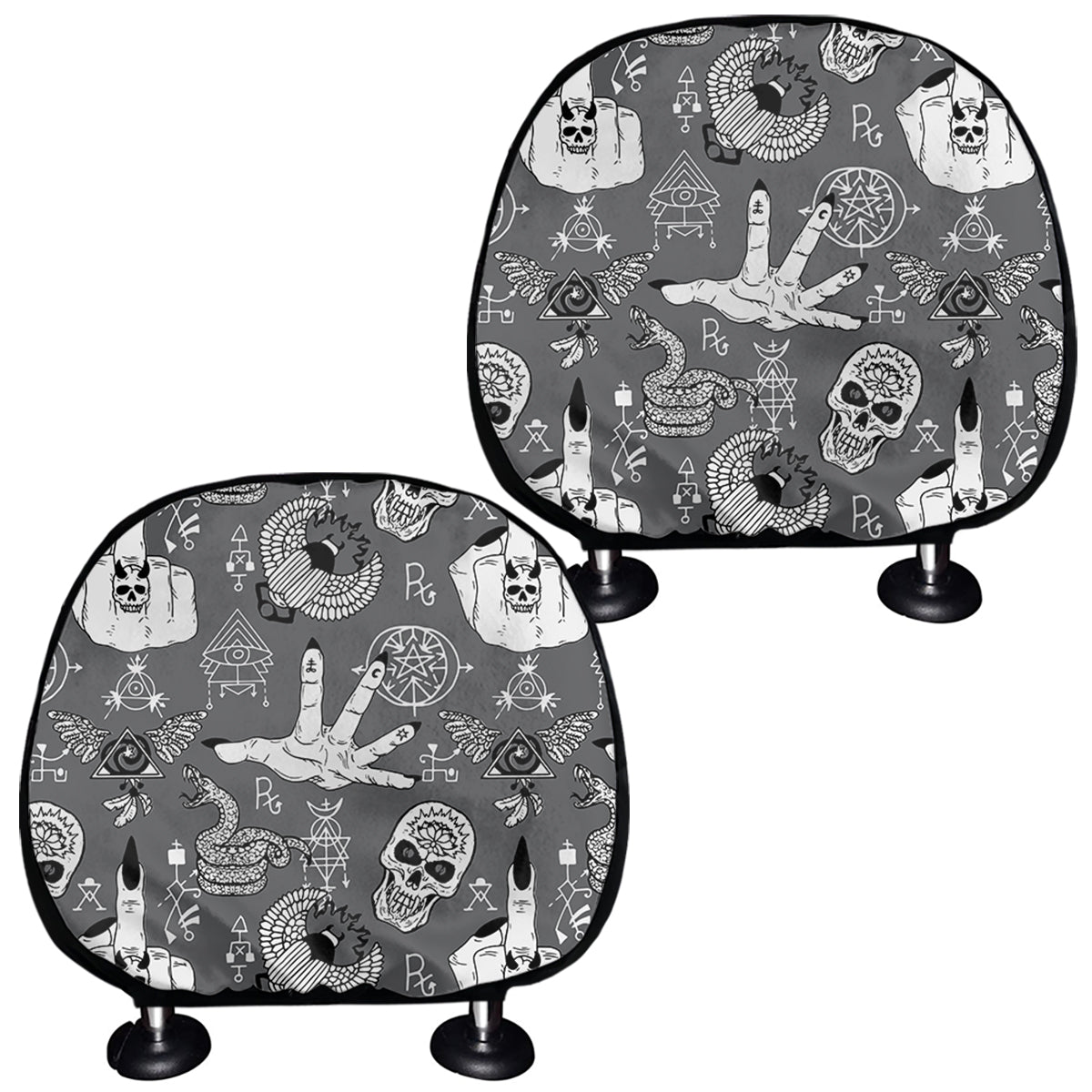 Gothic Wicca Curse Print Car Headrest Covers
