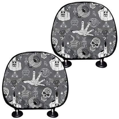 Gothic Wicca Curse Print Car Headrest Covers