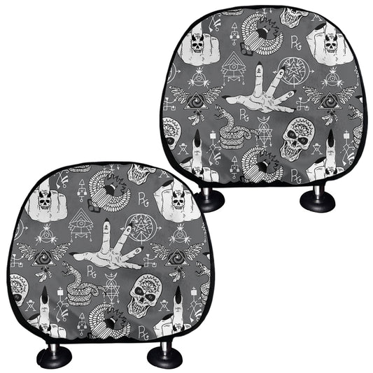 Gothic Wicca Curse Print Car Headrest Covers
