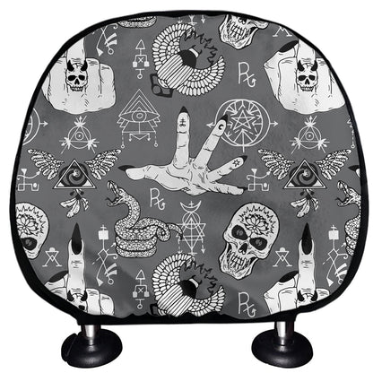 Gothic Wicca Curse Print Car Headrest Covers