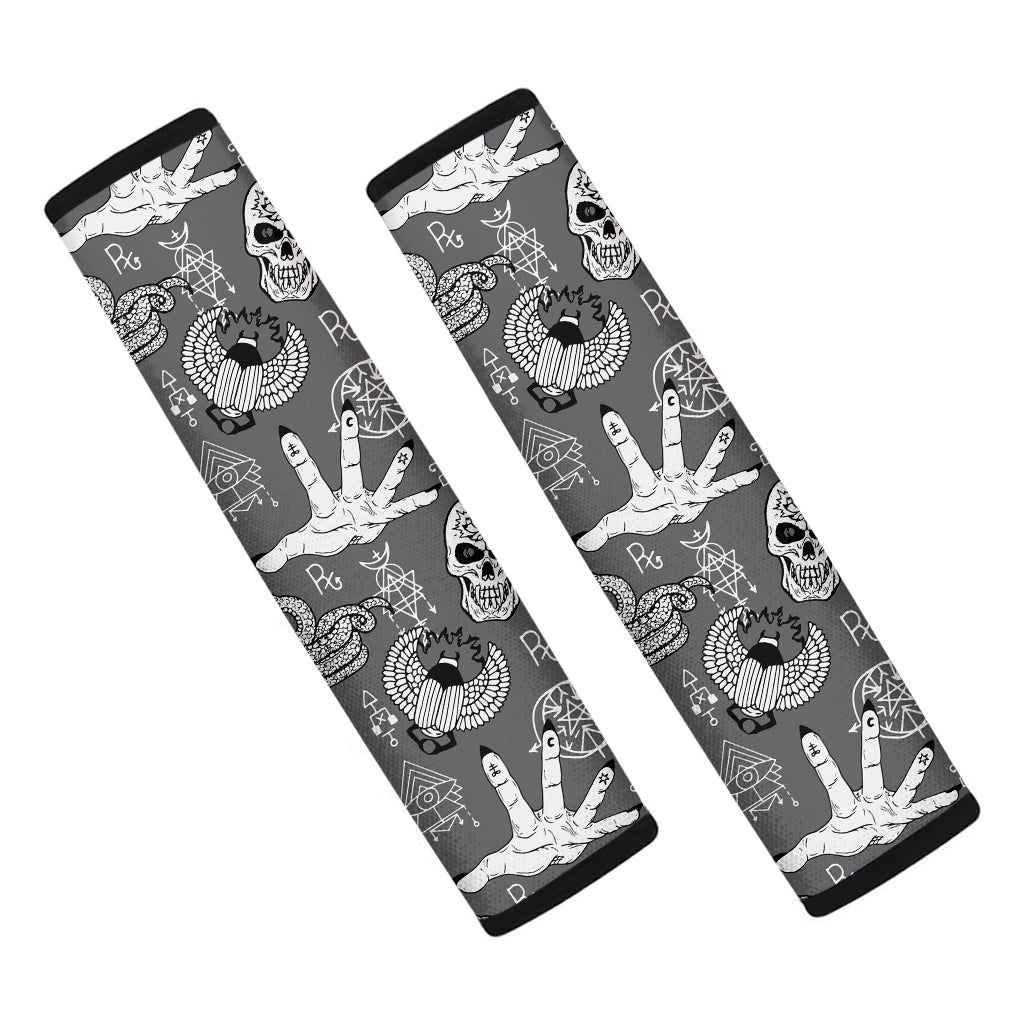 Gothic Wicca Curse Print Car Seat Belt Covers