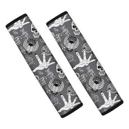 Gothic Wicca Curse Print Car Seat Belt Covers