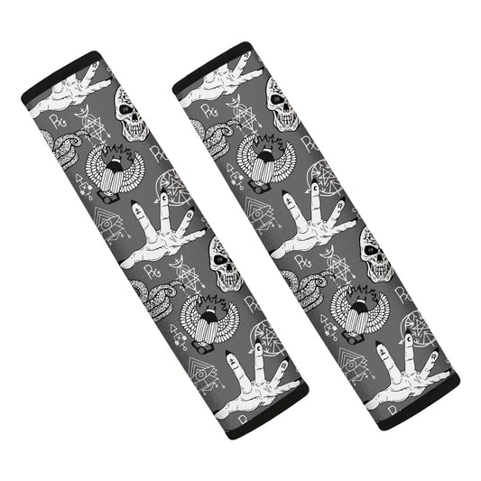 Gothic Wicca Curse Print Car Seat Belt Covers
