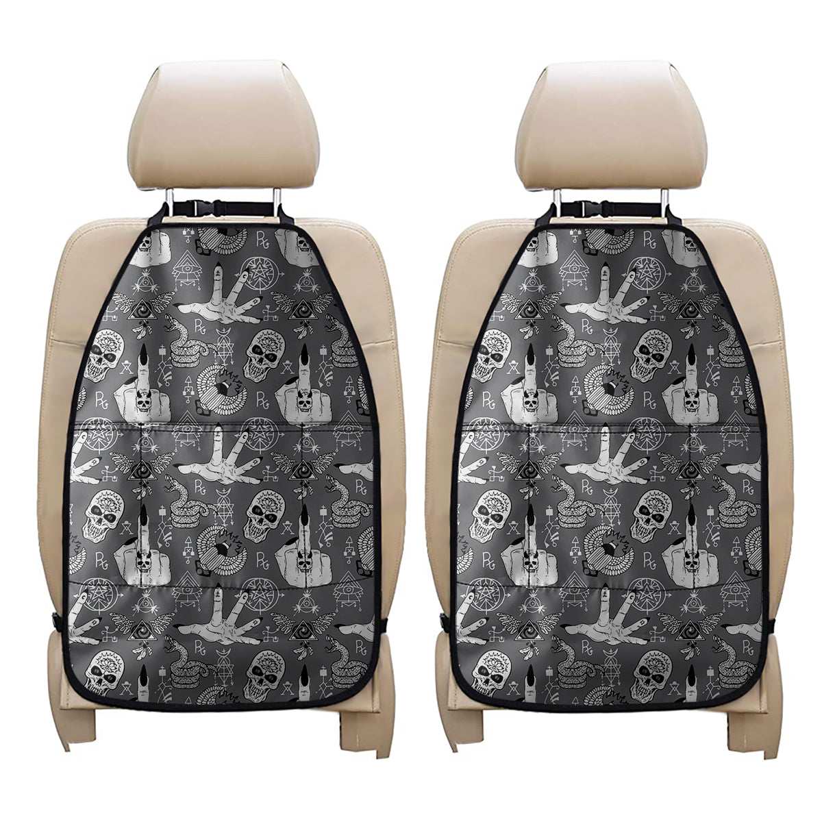 Gothic Wicca Curse Print Car Seat Organizers