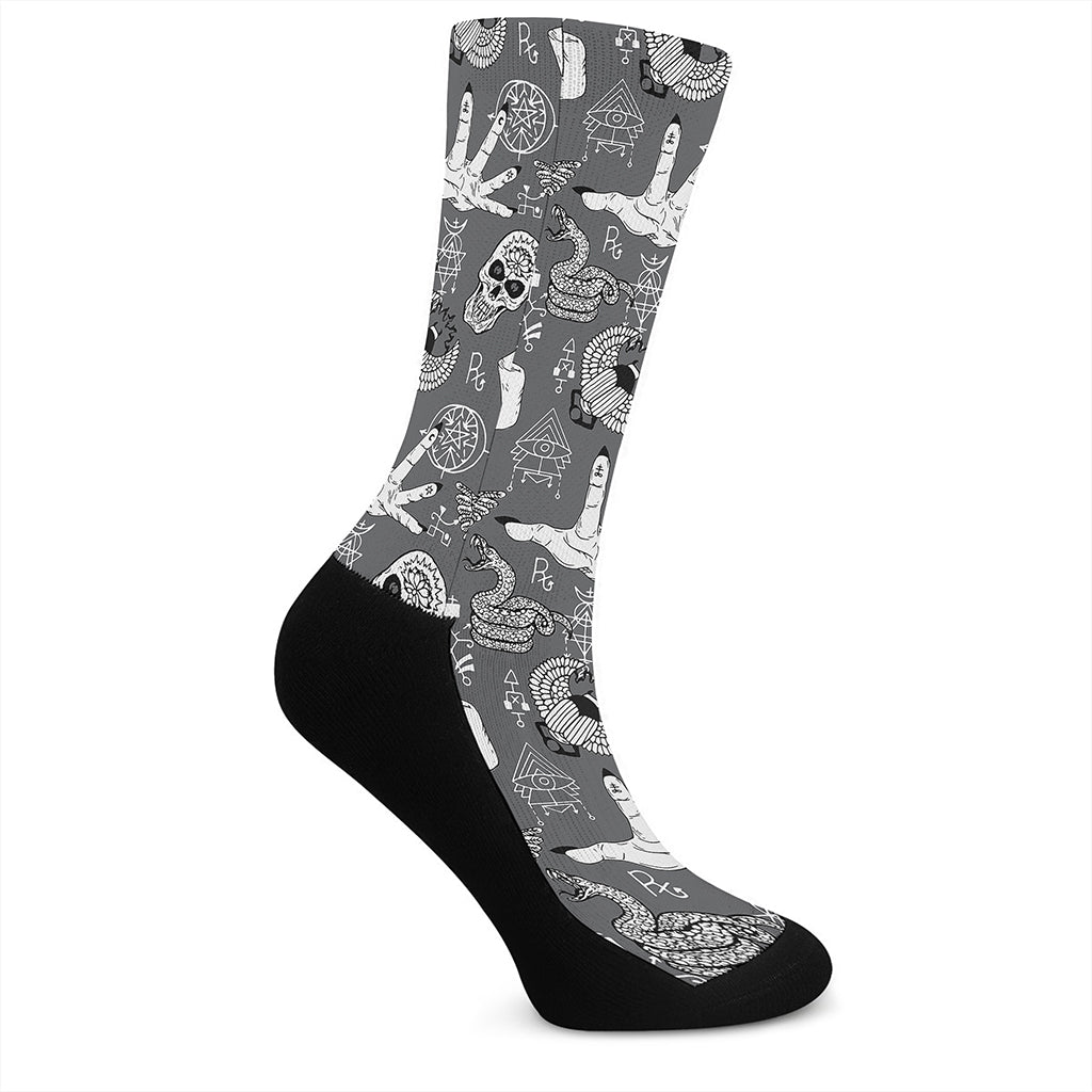 Gothic Wicca Curse Print Crew Socks
