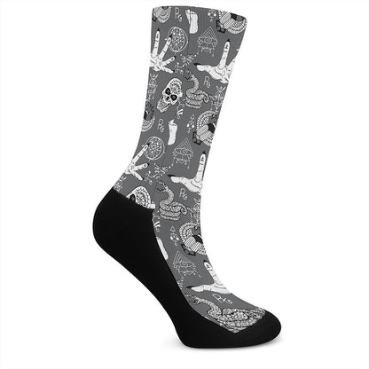 Gothic Wicca Curse Print Crew Socks