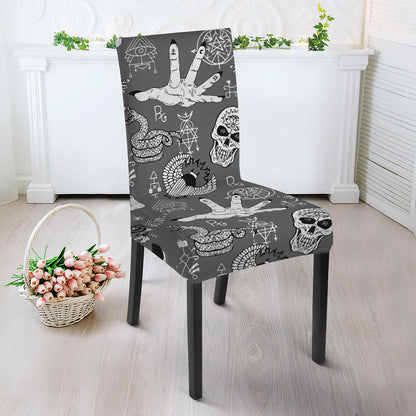 Gothic Wicca Curse Print Dining Chair Slipcover