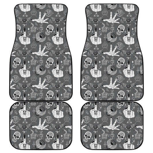 Gothic Wicca Curse Print Front and Back Car Floor Mats