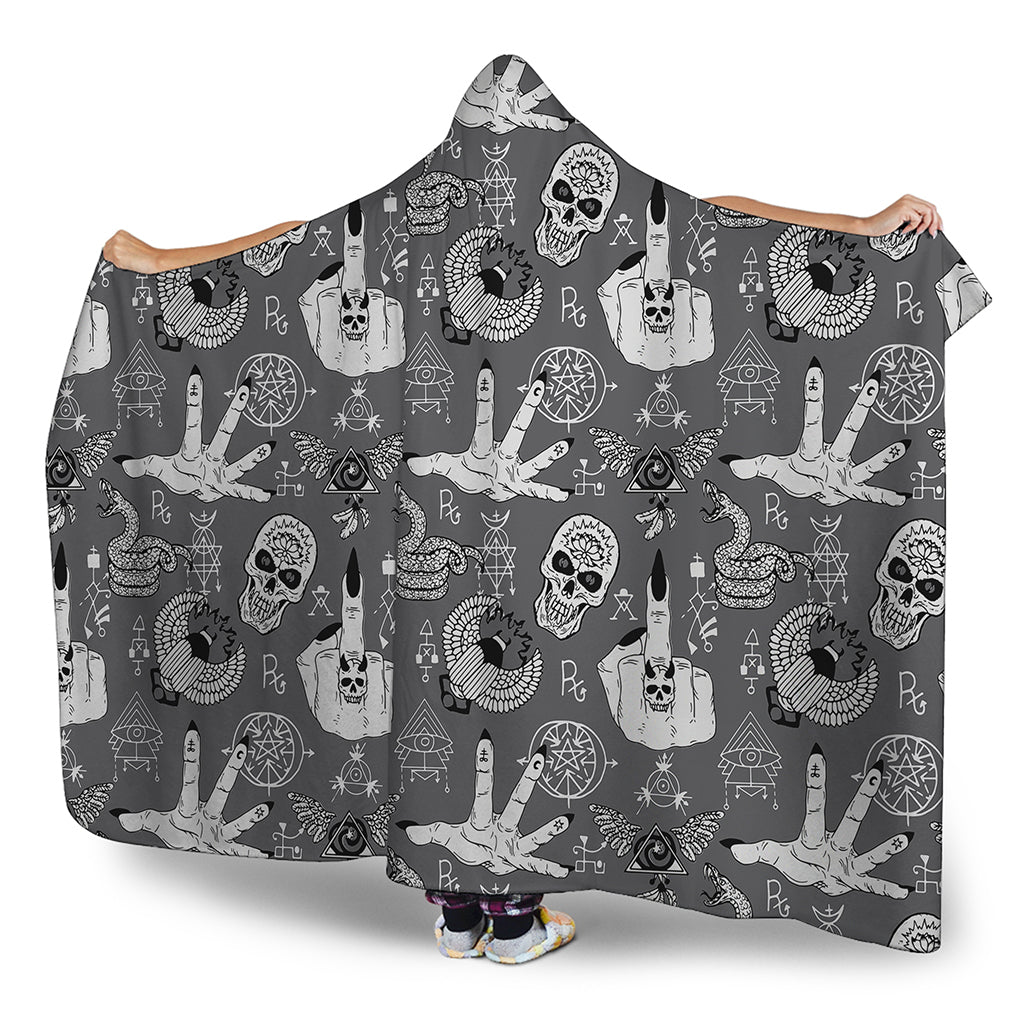 Gothic Wicca Curse Print Hooded Blanket