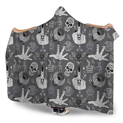 Gothic Wicca Curse Print Hooded Blanket