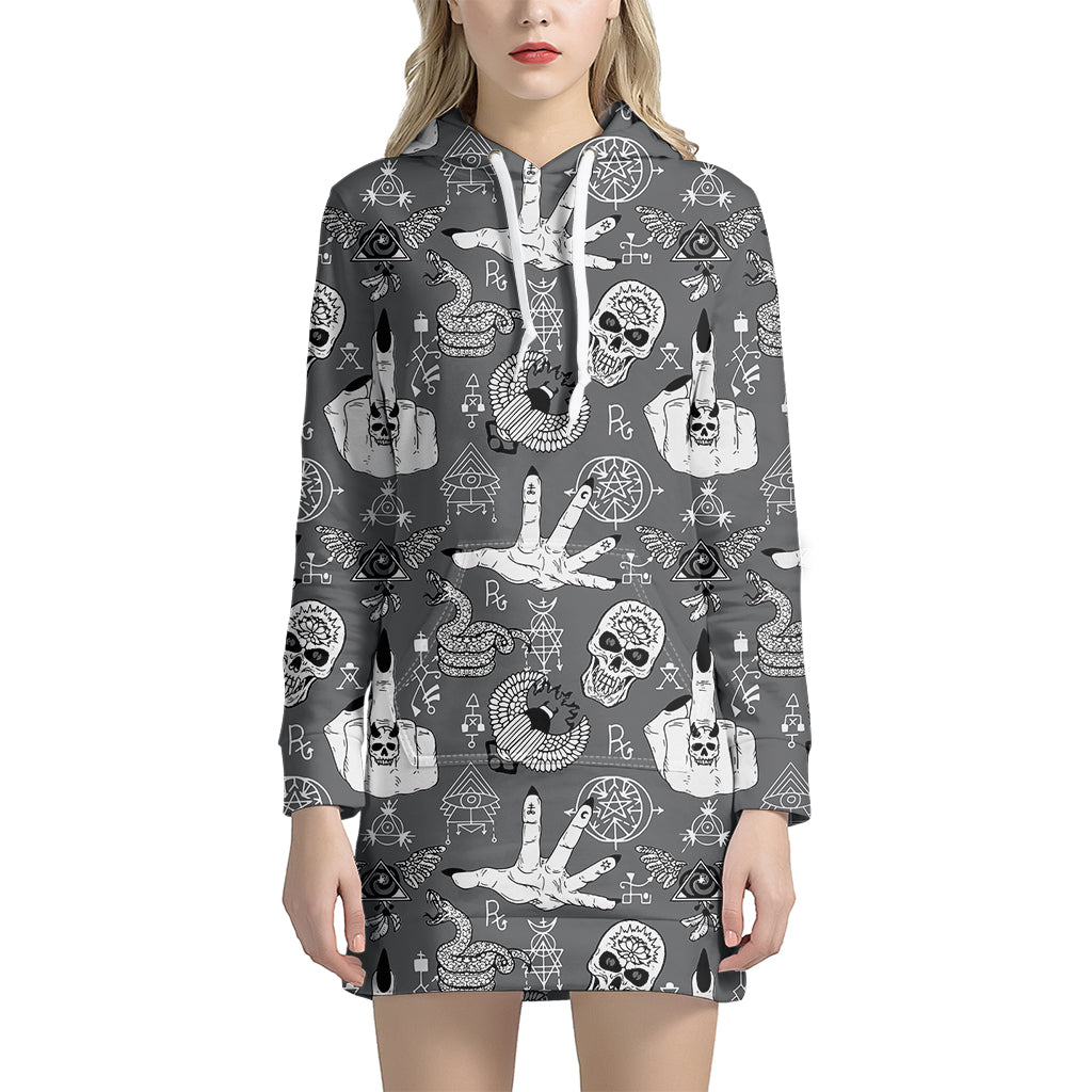 Gothic Wicca Curse Print Hoodie Dress