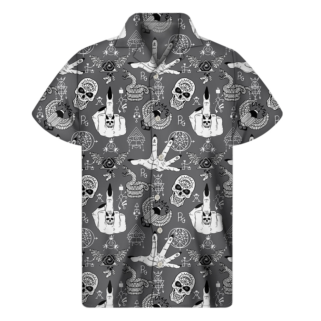 Gothic Wicca Curse Print Men's Short Sleeve Shirt