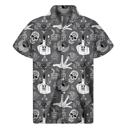 Gothic Wicca Curse Print Men's Short Sleeve Shirt