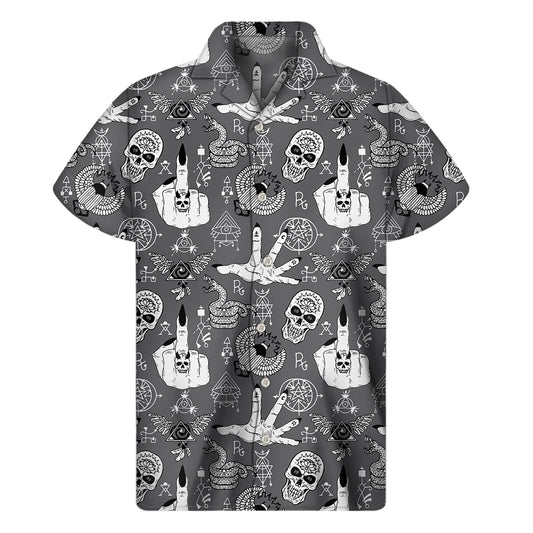 Gothic Wicca Curse Print Men's Short Sleeve Shirt