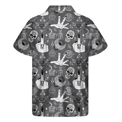 Gothic Wicca Curse Print Men's Short Sleeve Shirt