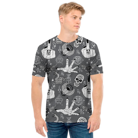 Gothic Wicca Curse Print Men's T-Shirt