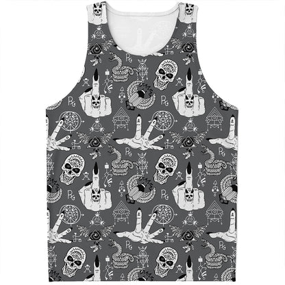 Gothic Wicca Curse Print Men's Tank Top