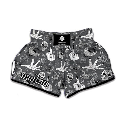 Gothic Wicca Curse Print Muay Thai Boxing Shorts