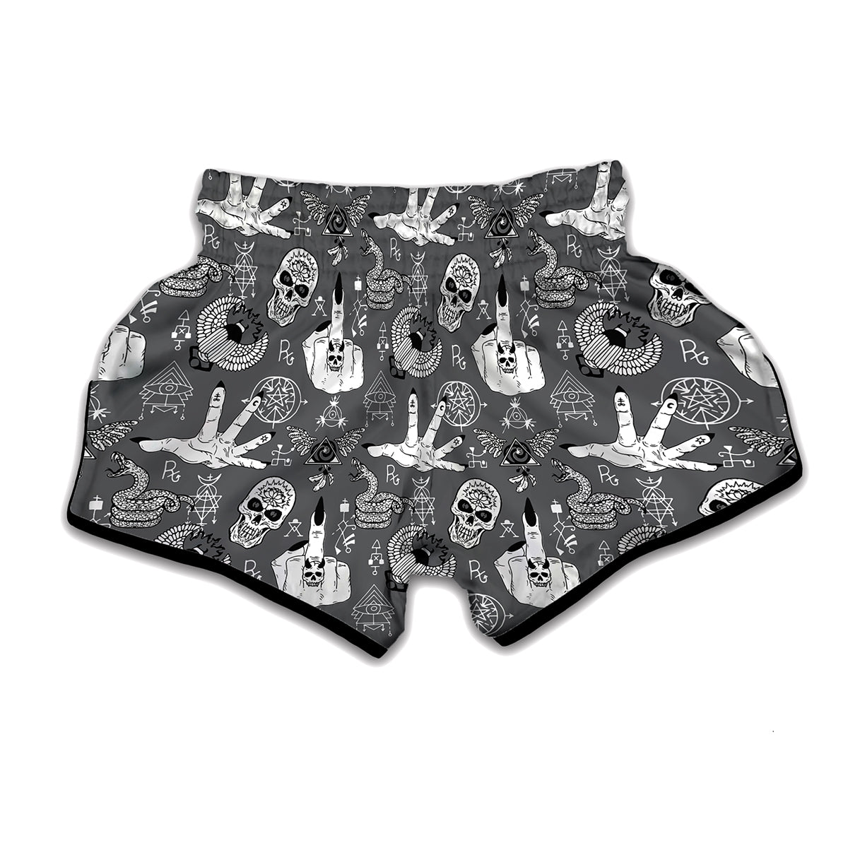 Gothic Wicca Curse Print Muay Thai Boxing Shorts