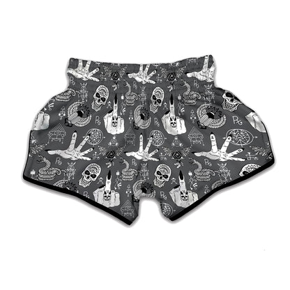 Gothic Wicca Curse Print Muay Thai Boxing Shorts