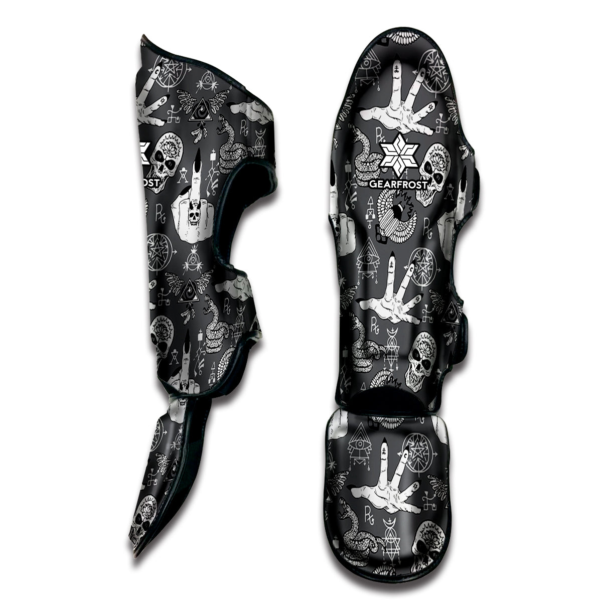 Gothic Wicca Curse Print Muay Thai Shin Guard