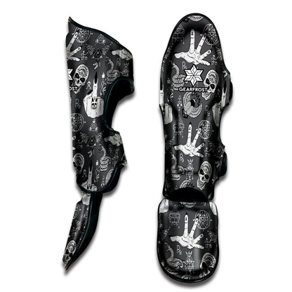 Gothic Wicca Curse Print Muay Thai Shin Guard