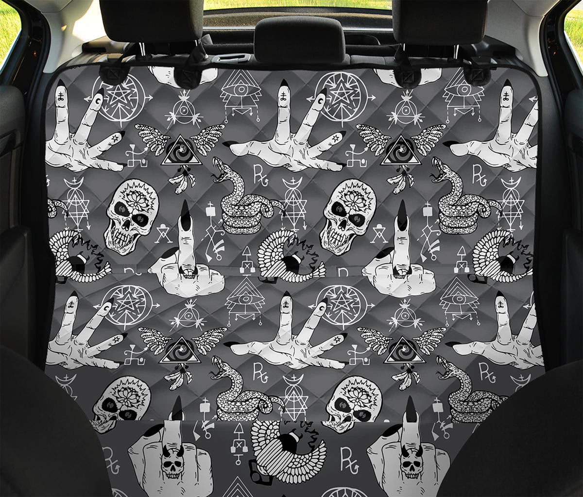 Gothic Wicca Curse Print Pet Car Back Seat Cover