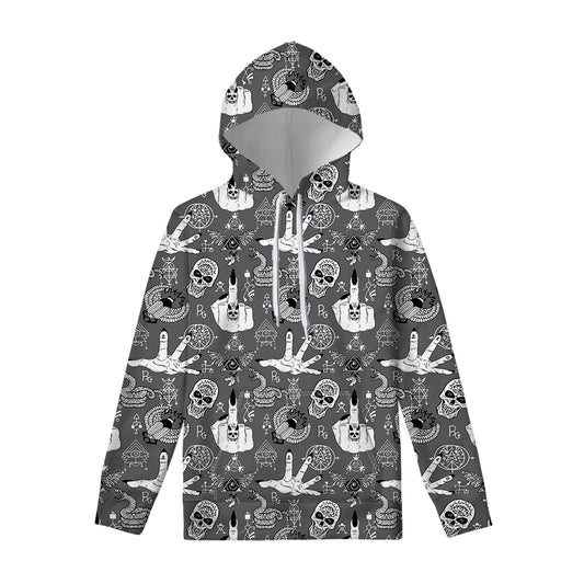 Gothic Wicca Curse Print Pullover Hoodie