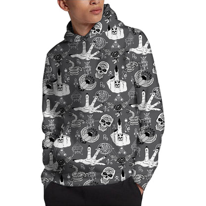 Gothic Wicca Curse Print Pullover Hoodie