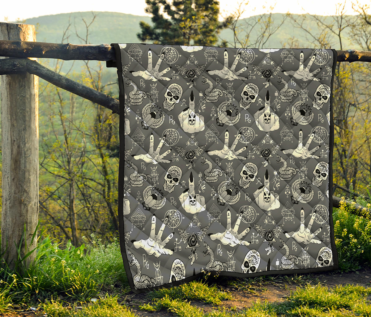 Gothic Wicca Curse Print Quilt