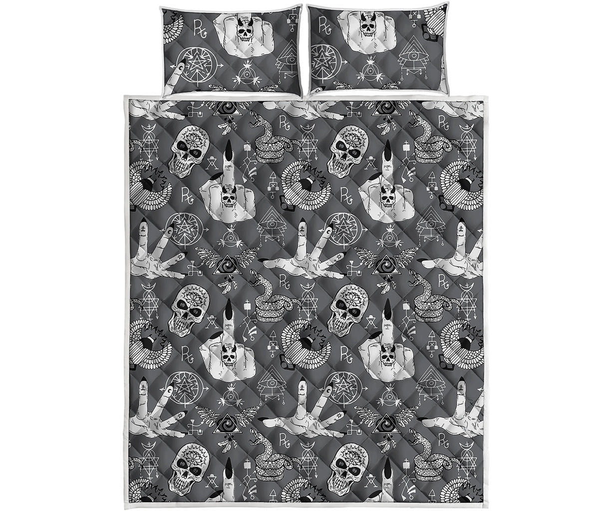 Gothic Wicca Curse Print Quilt Bed Set