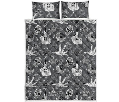 Gothic Wicca Curse Print Quilt Bed Set