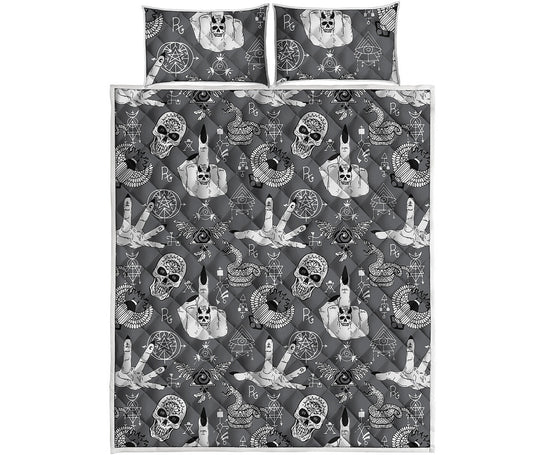 Gothic Wicca Curse Print Quilt Bed Set