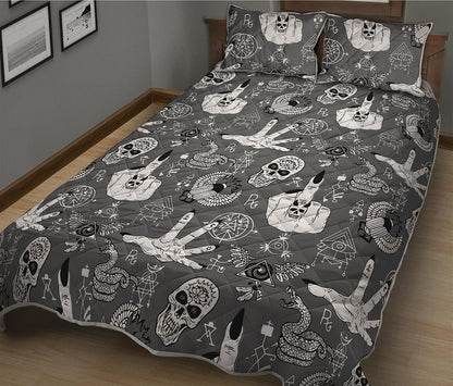Gothic Wicca Curse Print Quilt Bed Set