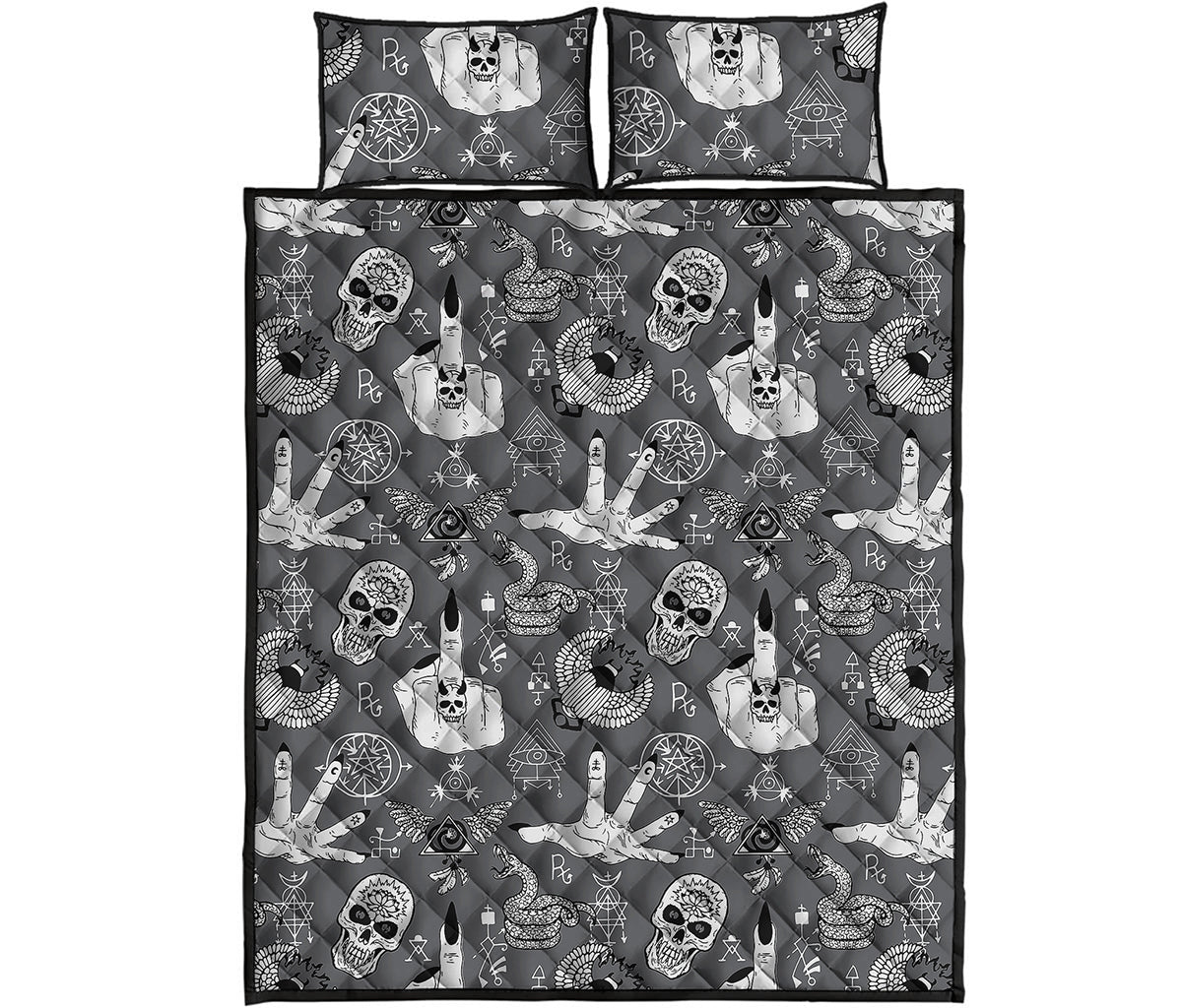 Gothic Wicca Curse Print Quilt Bed Set