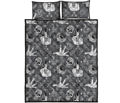 Gothic Wicca Curse Print Quilt Bed Set