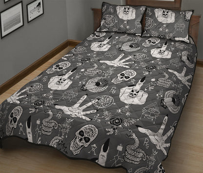 Gothic Wicca Curse Print Quilt Bed Set