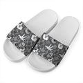 Gothic Wicca Curse Print White Slide Sandals
