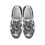 Gothic Wicca Curse Print White Slip On Shoes
