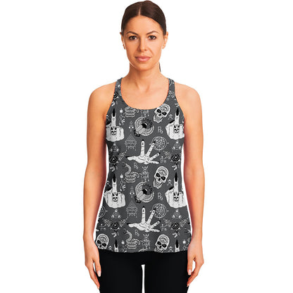 Gothic Wicca Curse Print Women's Racerback Tank Top