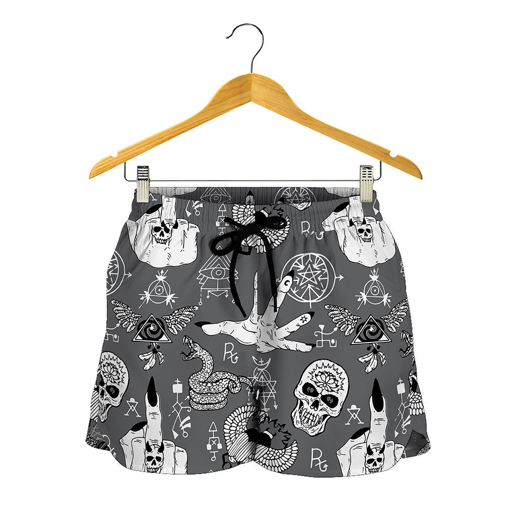 Gothic Wicca Curse Print Women's Shorts