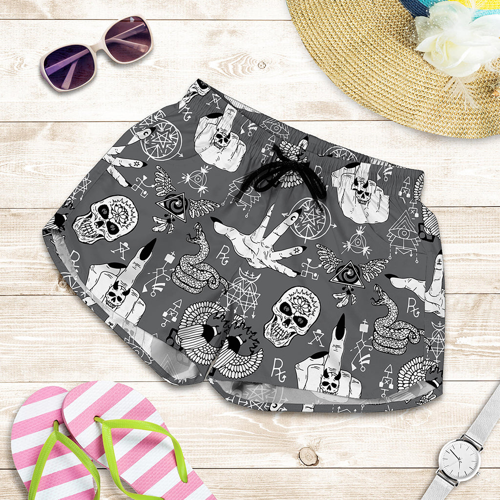 Gothic Wicca Curse Print Women's Shorts