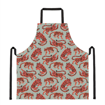 Gouache Tiger Pattern Print Apron